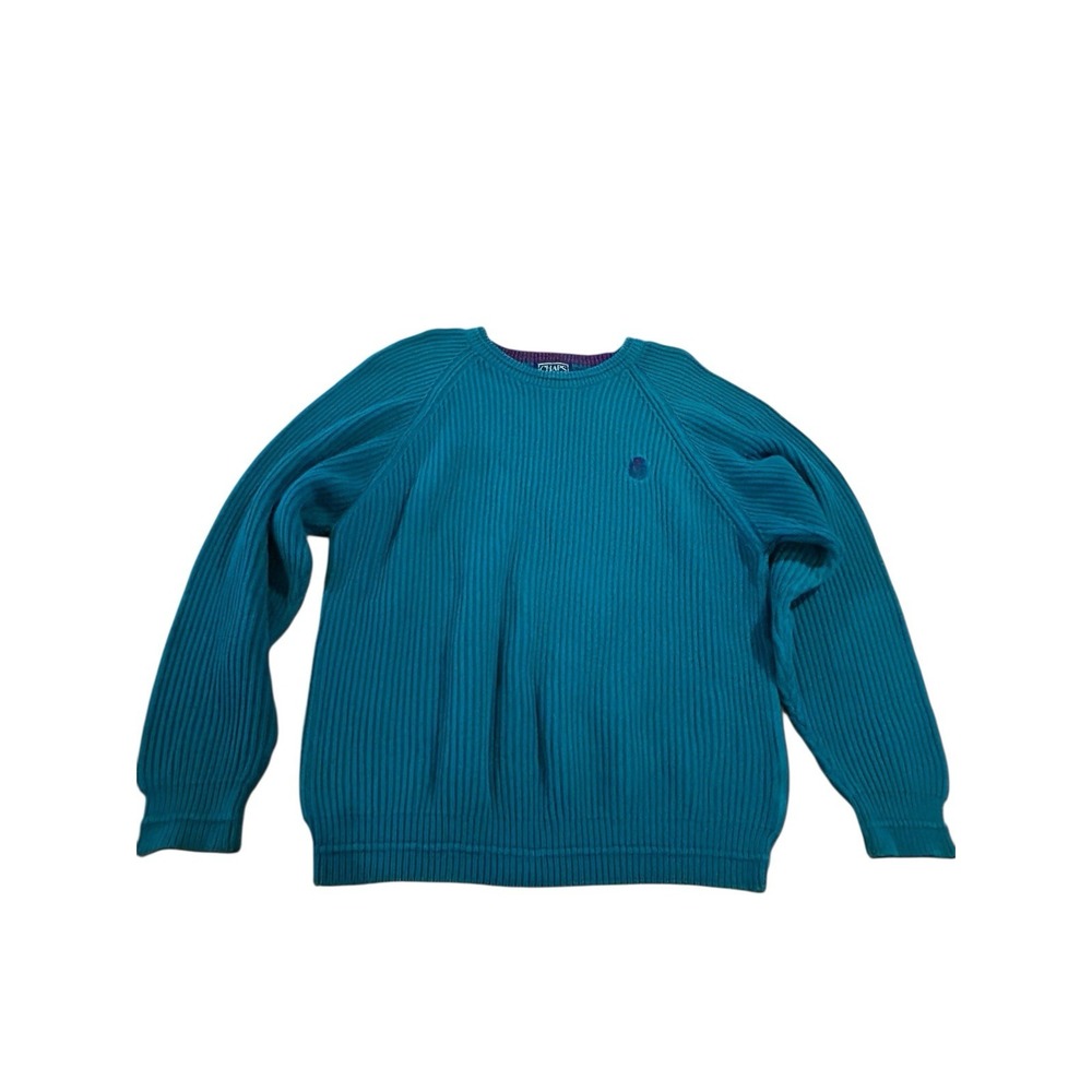 90's/2000's Ralph Lauren Chaps Chunky Knit Crew Neck Sweater Teal‎ Men's Large